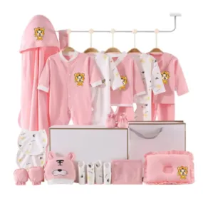 23 pcs Little Surprise Box Newborn Baby Girl/ Boy Gift Hamper Pink Standing Tiger print 0-6 months