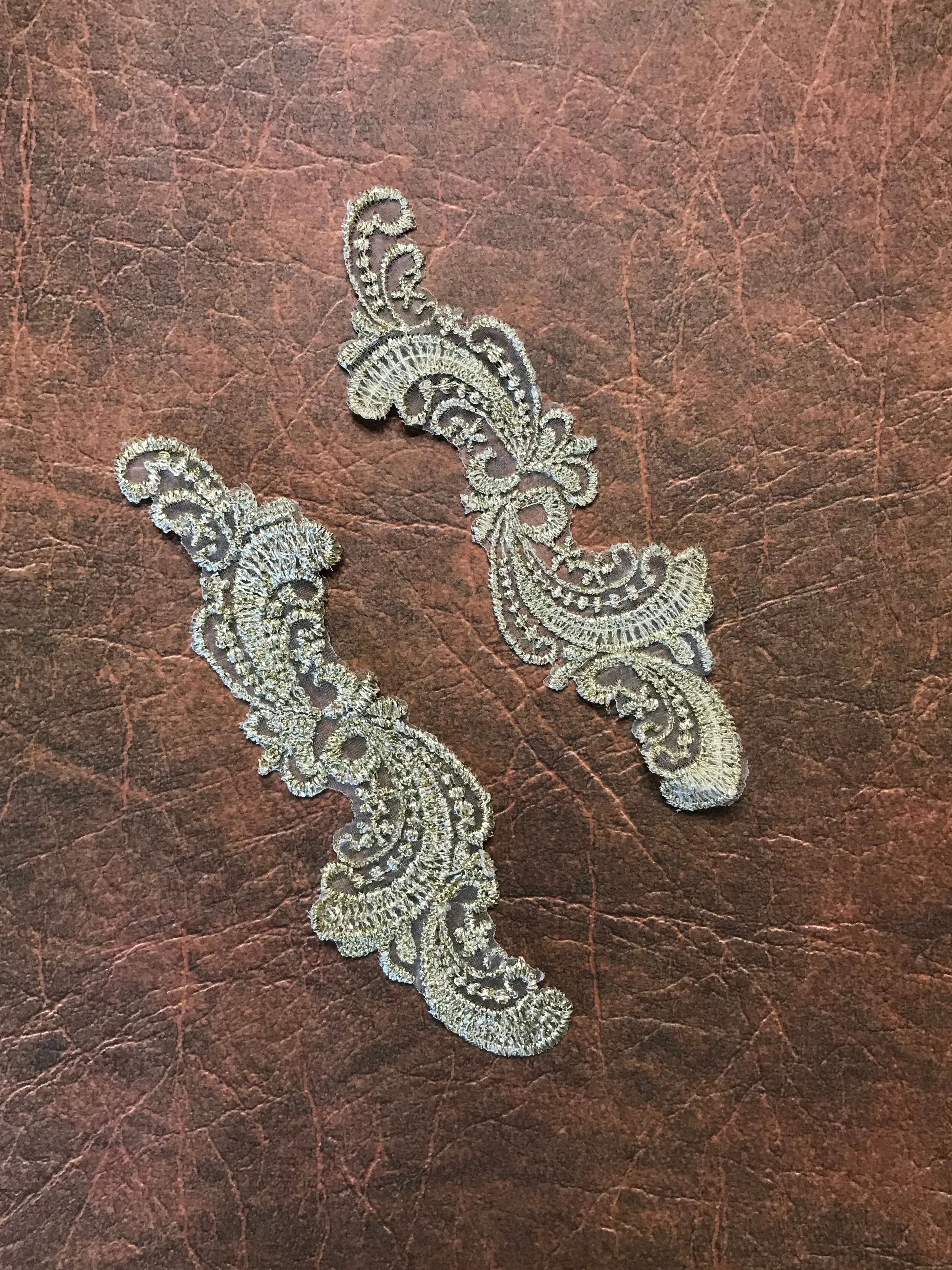 24 PCS (12 sets) Champagne Shimmer Lace Appliques