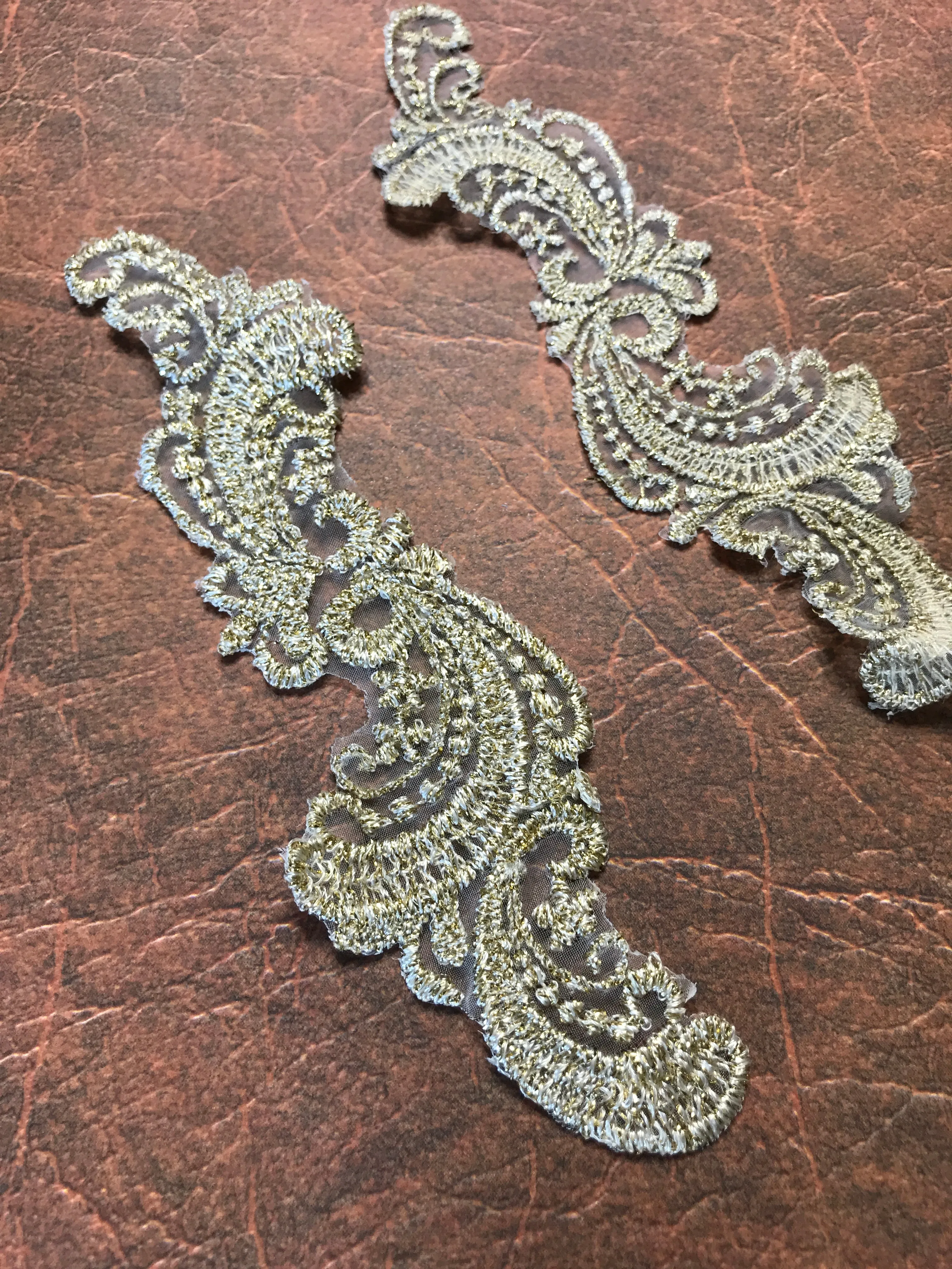 24 PCS (12 sets) Champagne Shimmer Lace Appliques