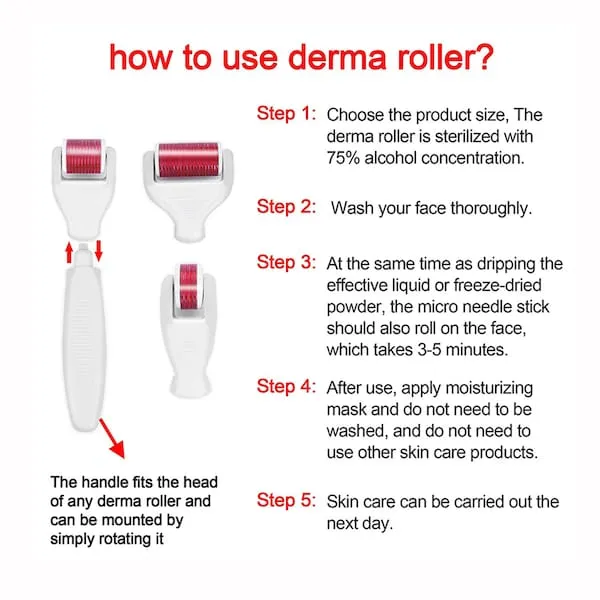 4 In 1 Derma Roller Set Stainless Micro Needles With Travel Case