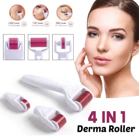 4 In 1 Derma Roller Set Stainless Micro Needles With Travel Case