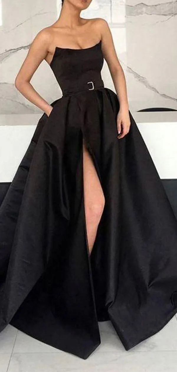 A-line Black Elegant Modest Formal Long Prom Dresses, Evening Gown PD297