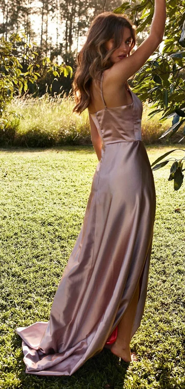 A-line Charming Stylish Spaghetti Straps Modest Long Prom Dresses PD132