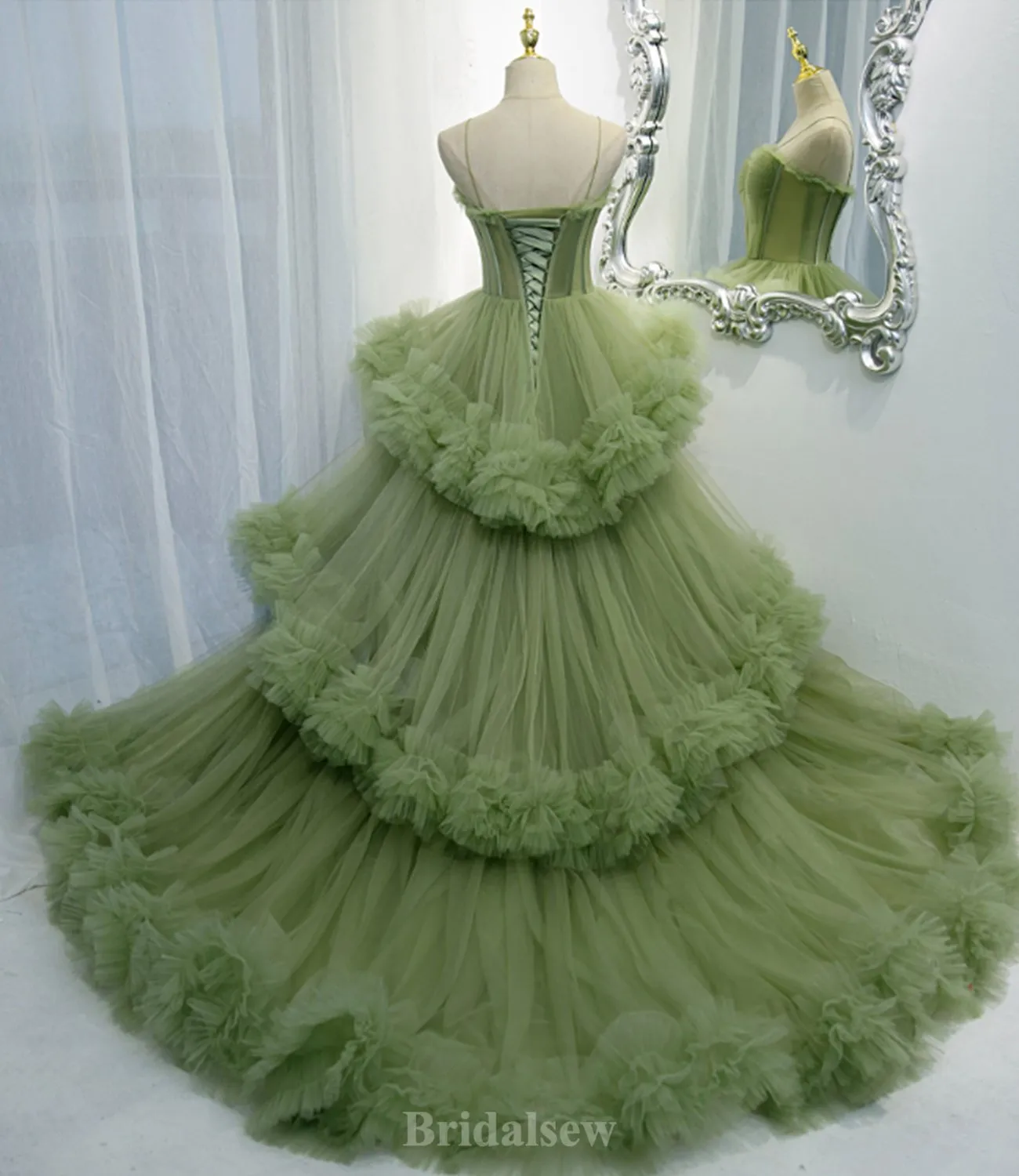 A-line Dusty Sage Elegant Modest Prom Gown, Long Party Evening Prom Dresses PD1322