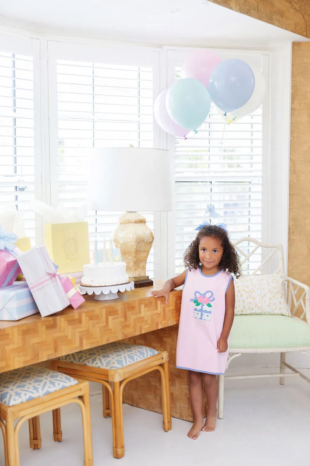 Annie Apron Dress (Knit) - Palm Beach Pink with Gift Applique