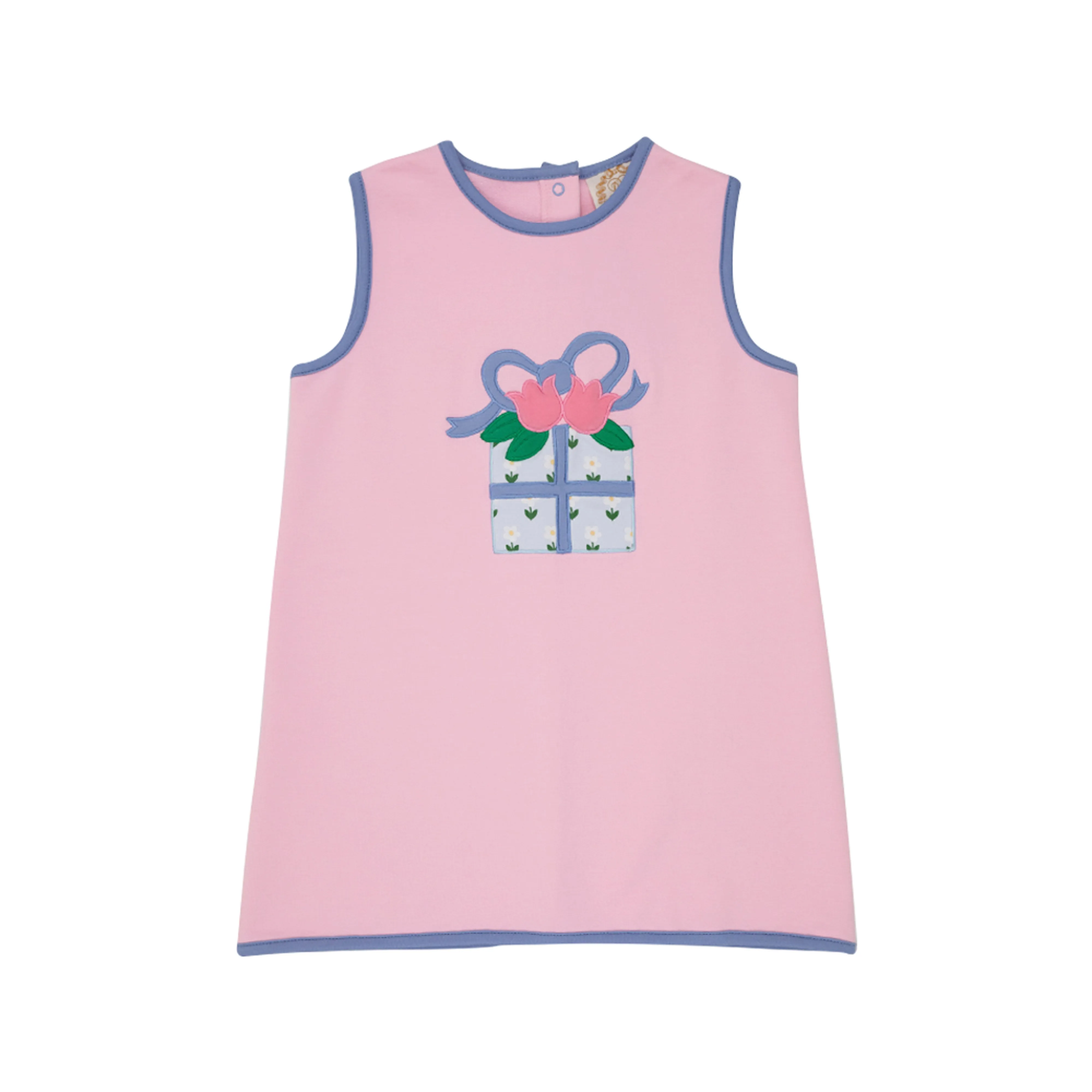 Annie Apron Dress (Knit) - Palm Beach Pink with Gift Applique