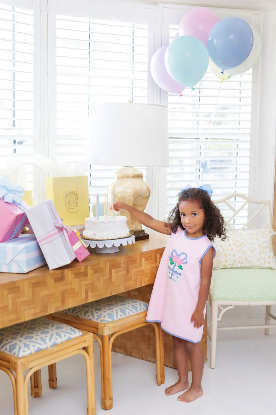 Annie Apron Dress (Knit) - Palm Beach Pink with Gift Applique