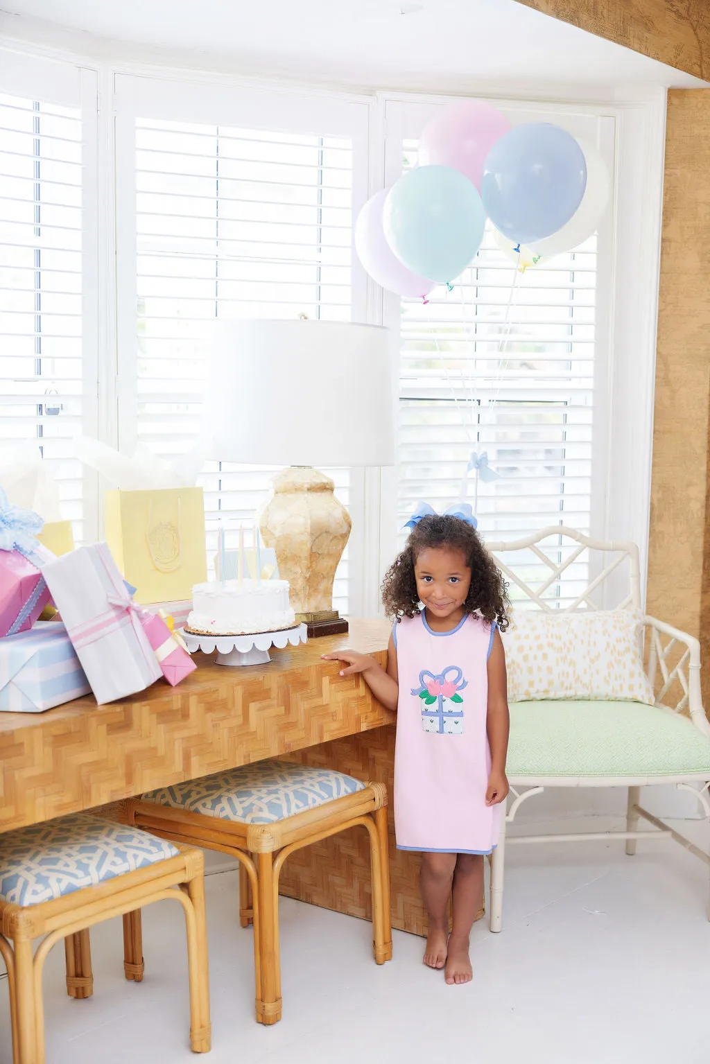 Annie Apron Dress (Knit) - Palm Beach Pink with Gift Applique