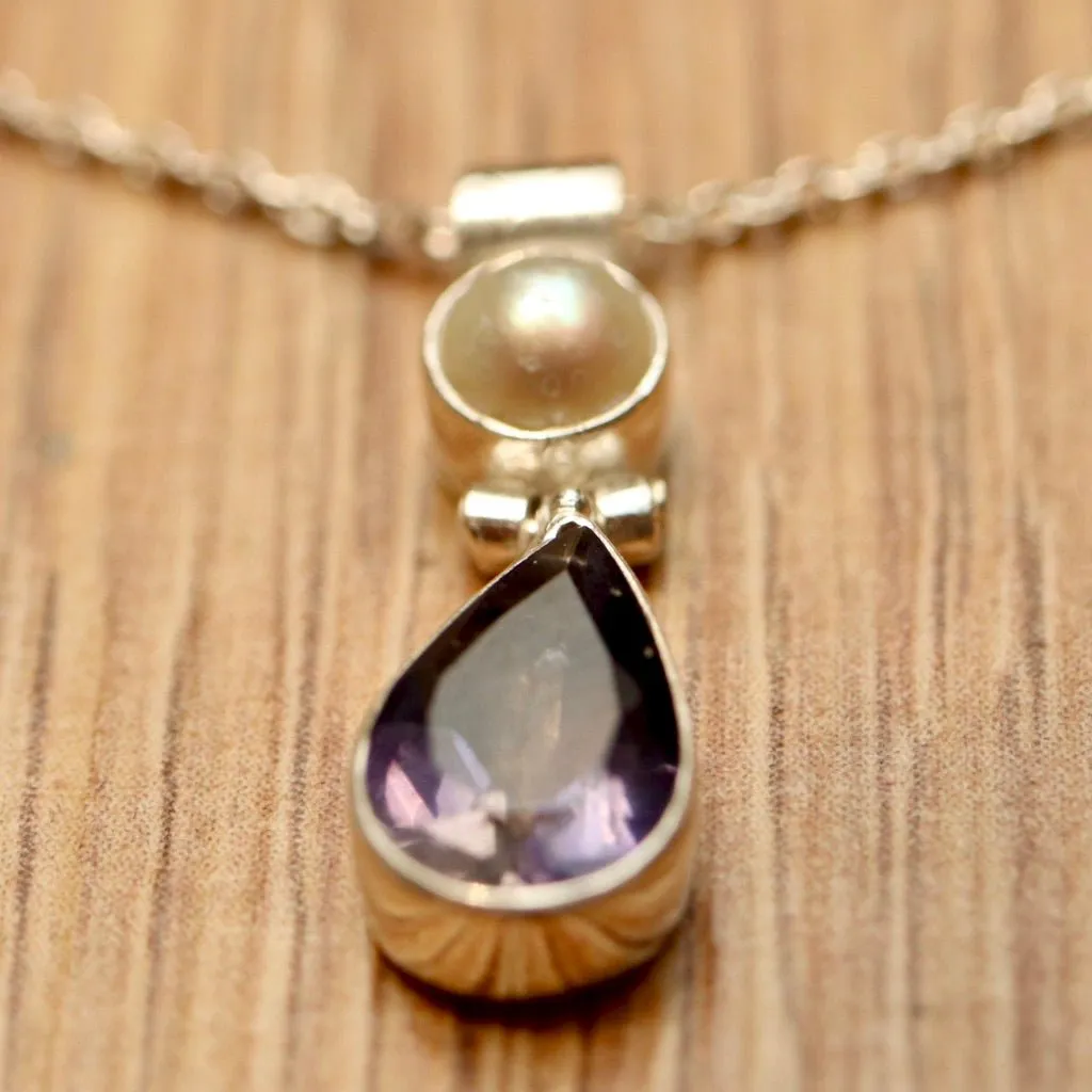 Avonlea Iolite and Pearl Silver Necklace