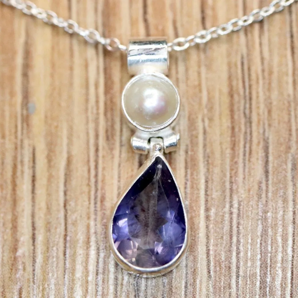Avonlea Iolite and Pearl Silver Necklace