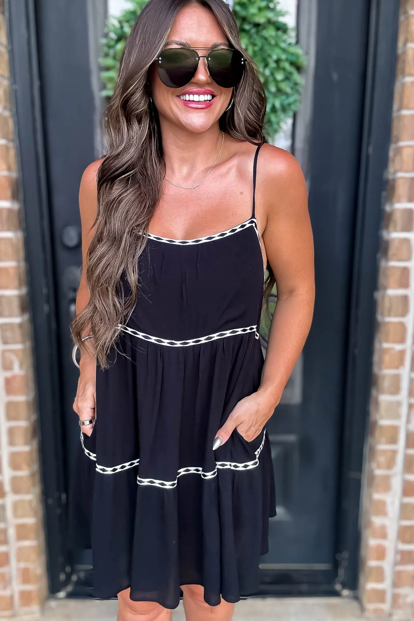 Black Trim Romper Dress