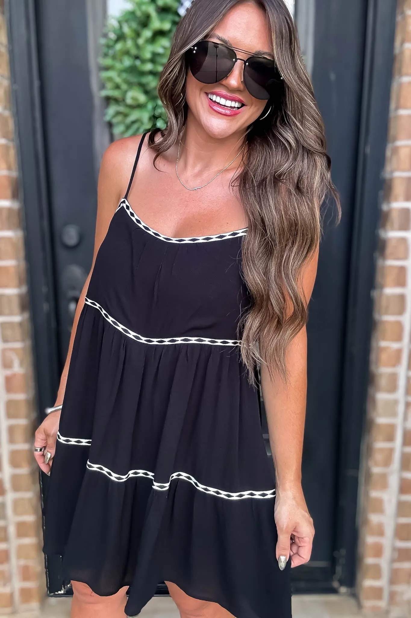 Black Trim Romper Dress