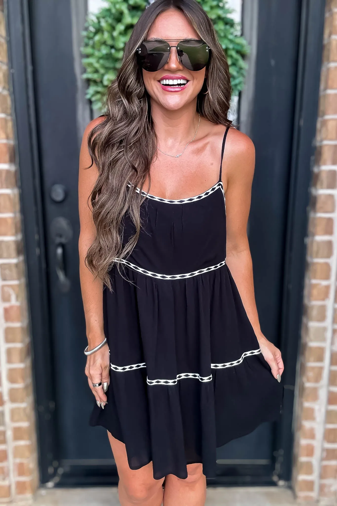 Black Trim Romper Dress