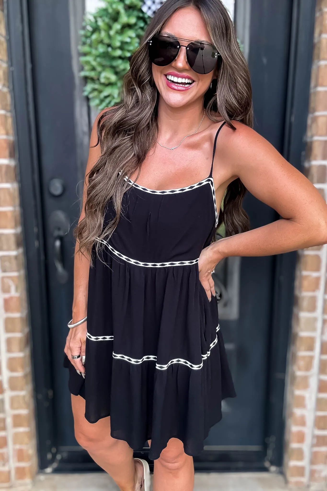 Black Trim Romper Dress