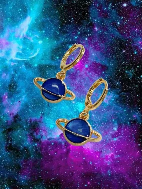 Blue Planet Charm Hoops
