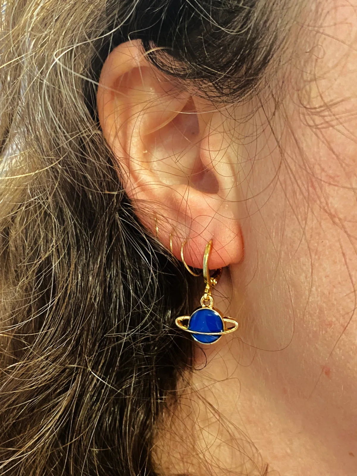 Blue Planet Charm Hoops