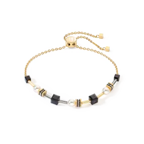 Bracelet Mysterious Cubes & Pearls gold-black
