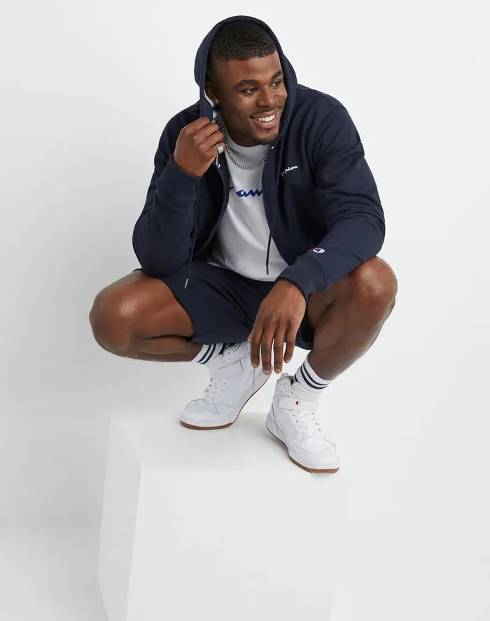 Champion Men's Powerblend Fleece Full Zip Hoodie Script Logo Navy GF91H Y08160 NYC