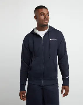 Champion Men's Powerblend Fleece Full Zip Hoodie Script Logo Navy GF91H Y08160 NYC