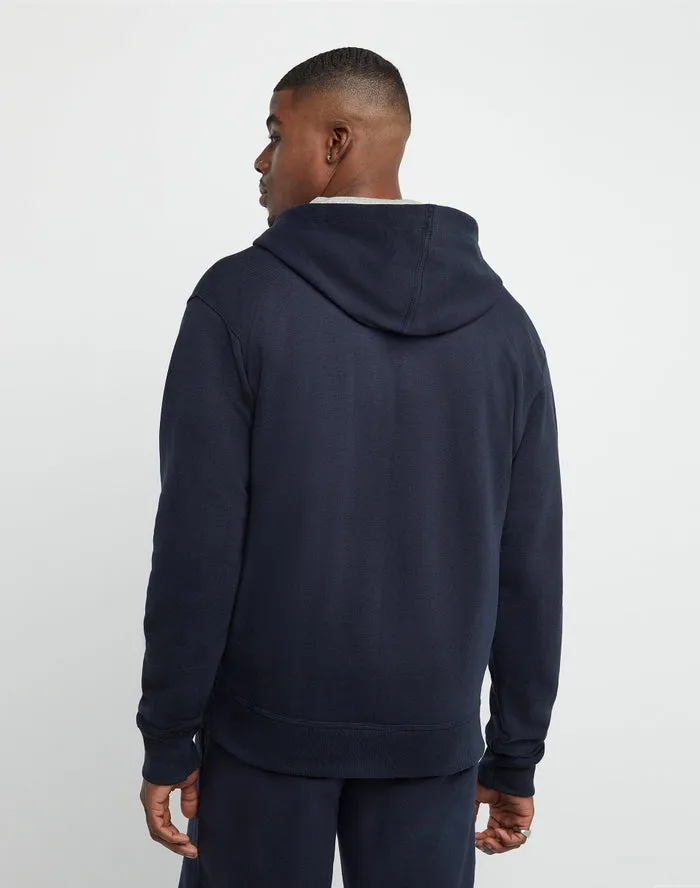 Champion Men's Powerblend Fleece Full Zip Hoodie Script Logo Navy GF91H Y08160 NYC