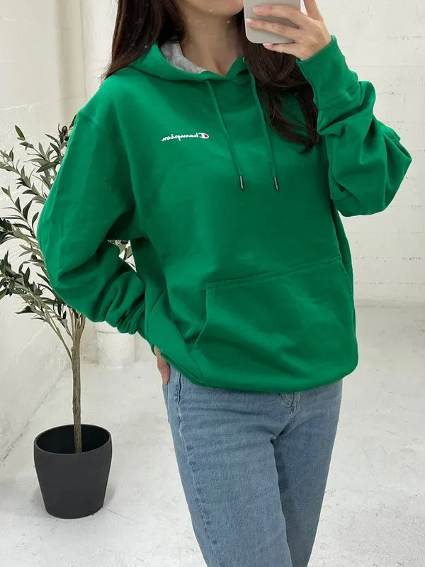 Champion Men's Powerblend Fleece Hoodie Script Logo Green Vine GF89H Y08160 VZU