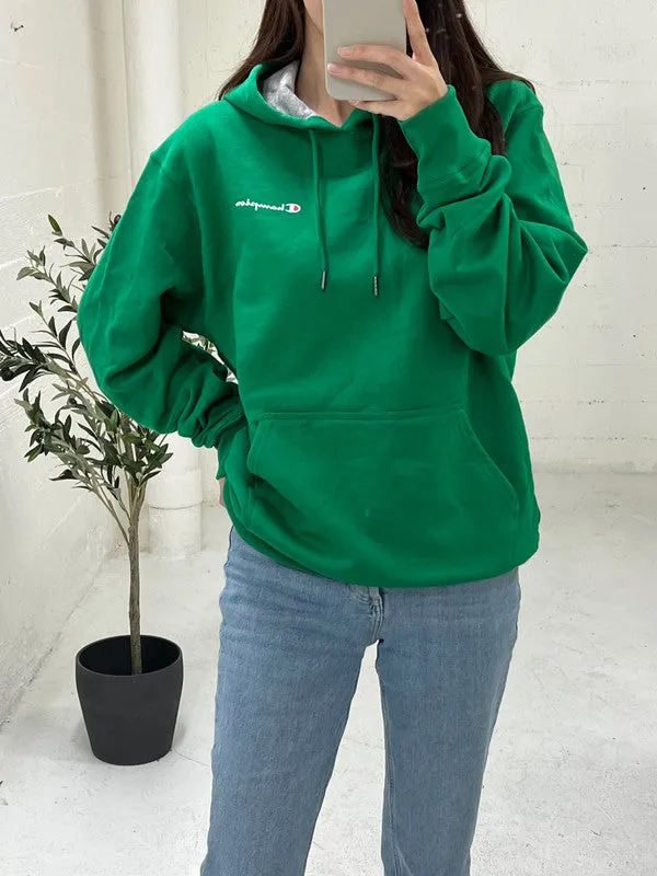 Champion Men's Powerblend Fleece Hoodie Script Logo Green Vine GF89H Y08160 VZU