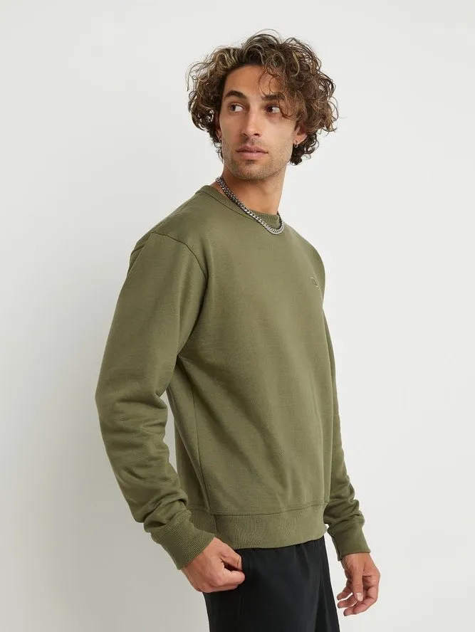 Champion PowerBlend Fleece Crew C Logo Cargo Olive S0888 407D55 9AX