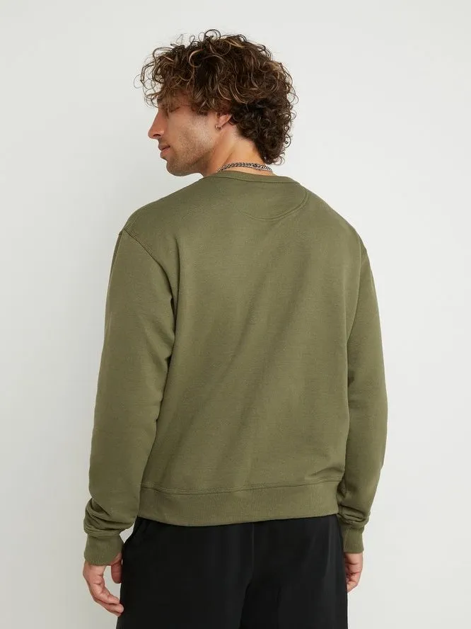 Champion PowerBlend Fleece Crew C Logo Cargo Olive S0888 407D55 9AX