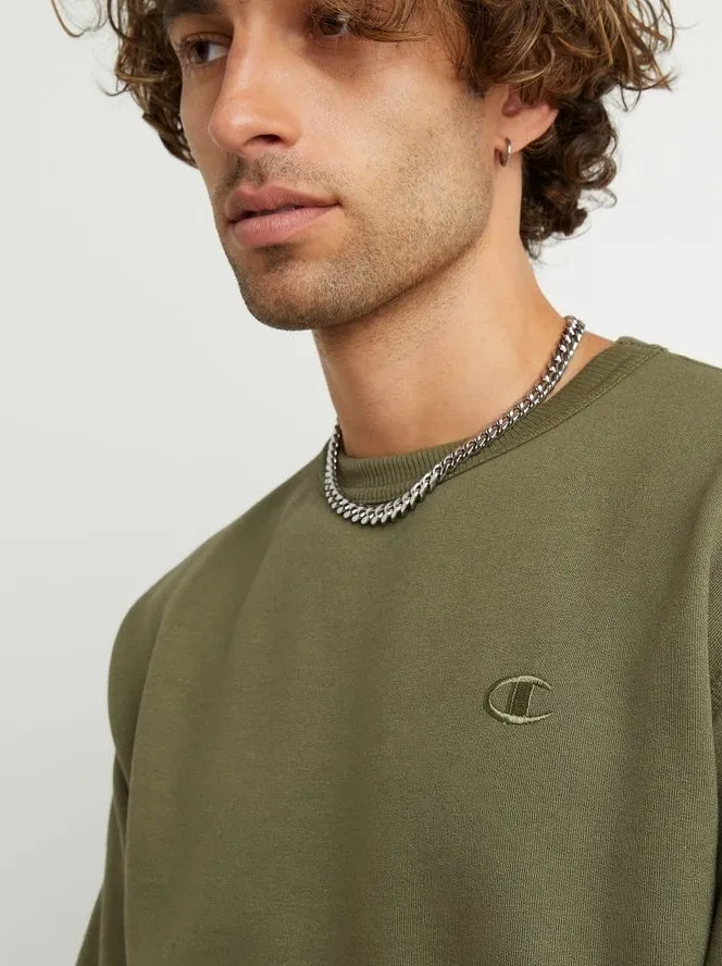 Champion PowerBlend Fleece Crew C Logo Cargo Olive S0888 407D55 9AX