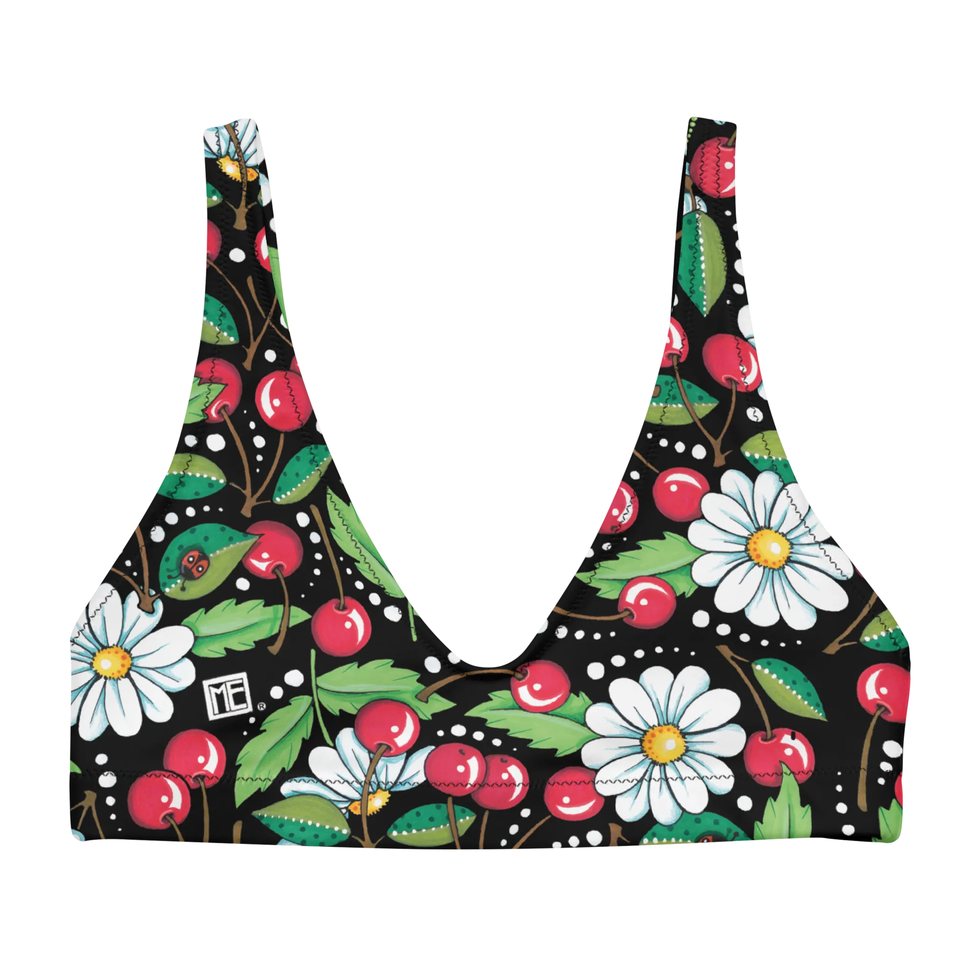 Cherry Daisy Padded Bikini Top