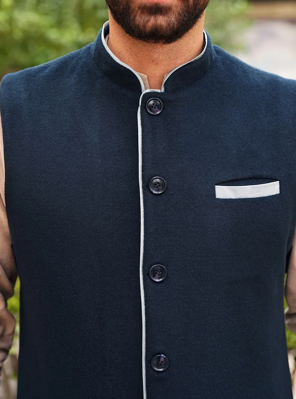 Contrast Trim Wool Waistcoat