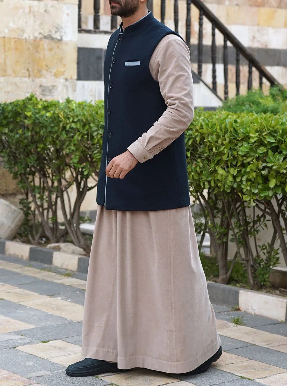 Contrast Trim Wool Waistcoat