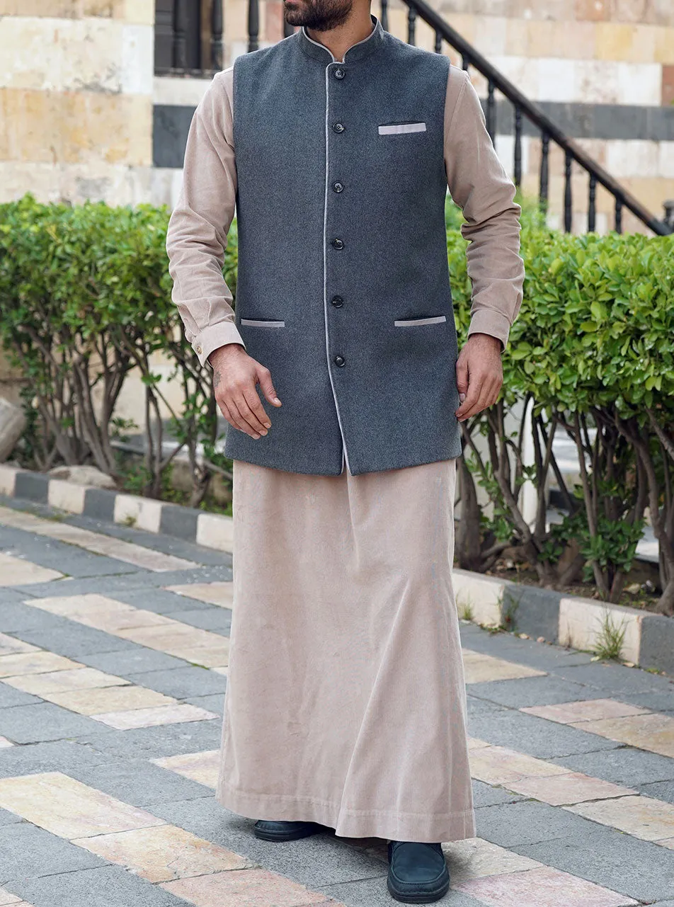 Contrast Trim Wool Waistcoat