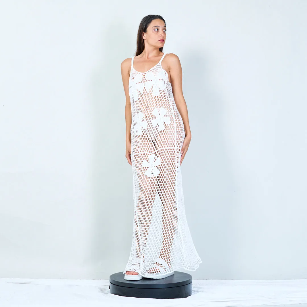 Crochet cover-up dress with floral design wholesale
