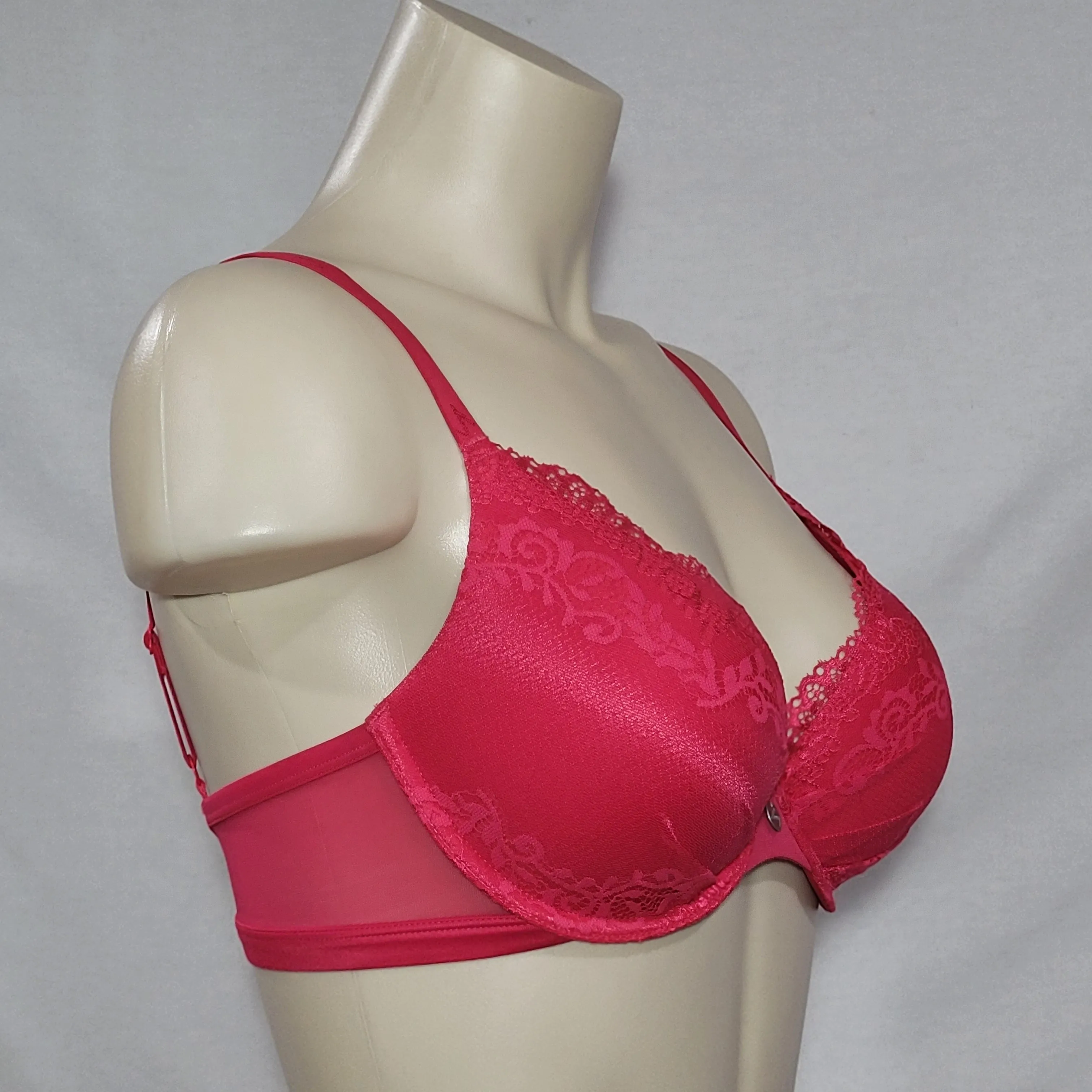 DKNY 453237 Perfect Profile Push-Up T-Shirt Underwire Bra 32B Red NWT