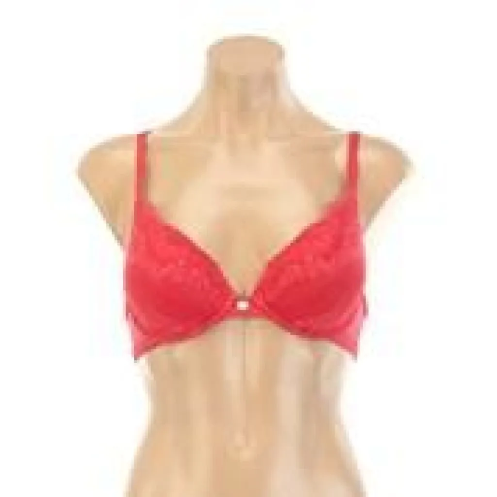 DKNY 453237 Perfect Profile Push-Up T-Shirt Underwire Bra 32B Red NWT