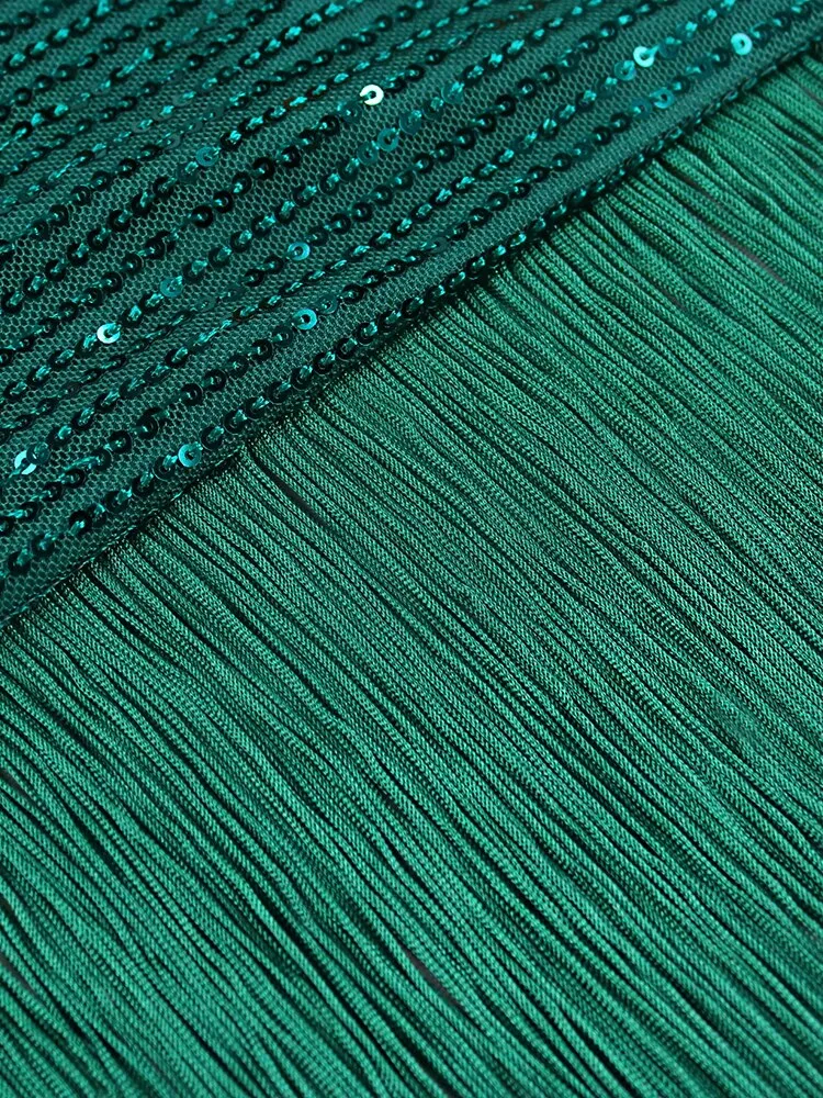 DressBetty - Green Tassel Sexy Irregular Length Sequins Retro Evening Cocktail Party Outfits