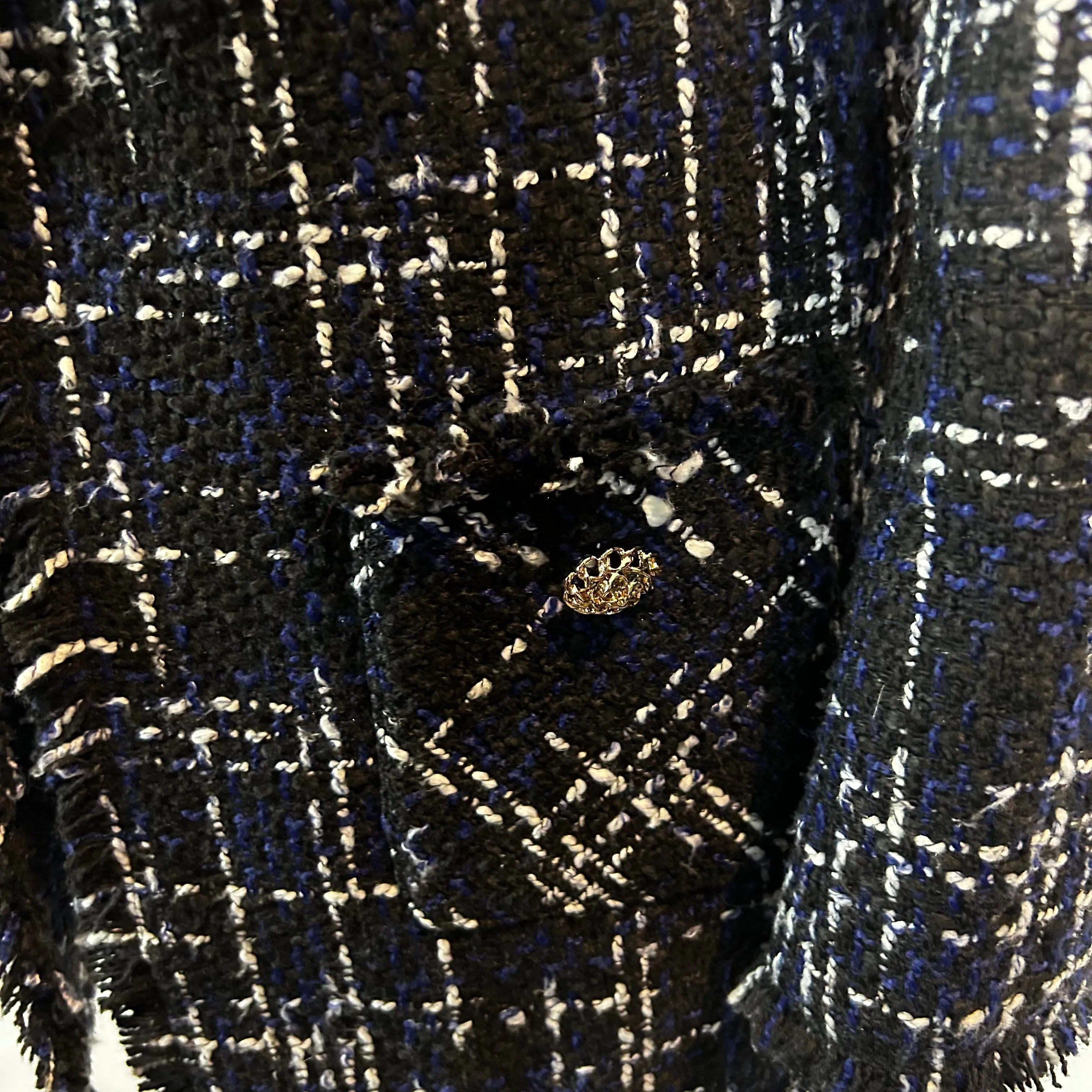 Edward Achour Brand New £960 Black Tweedy Check Jacket S
