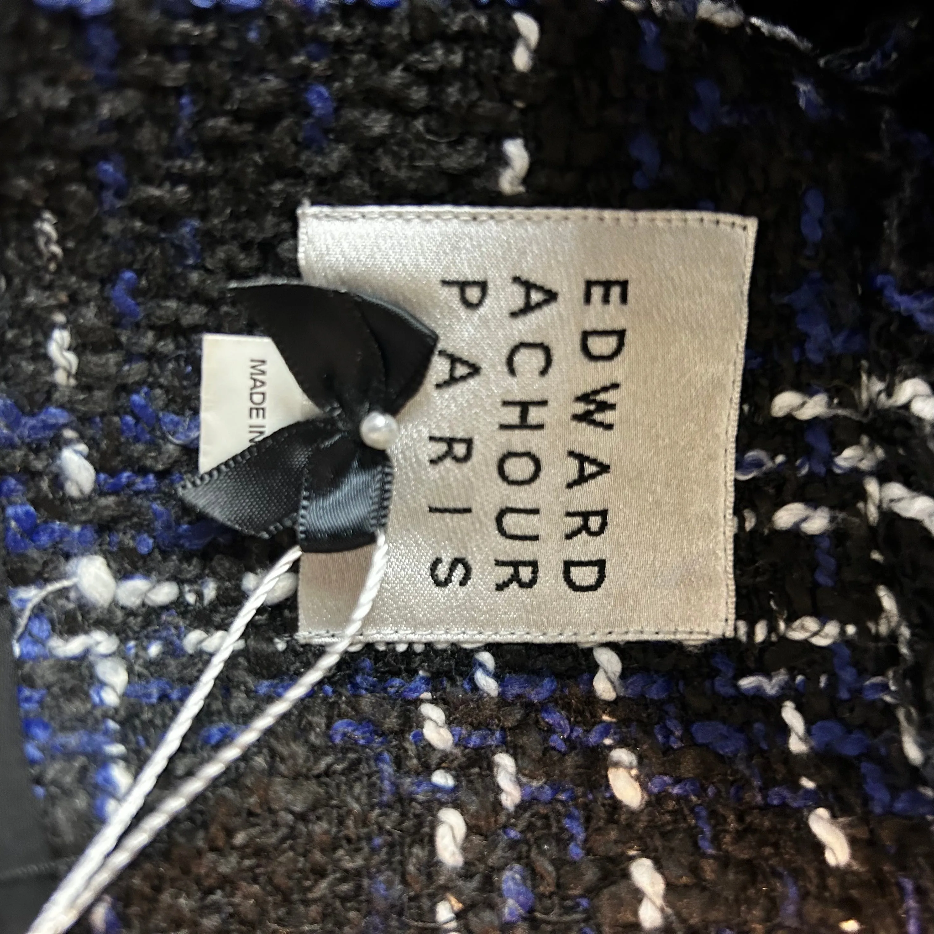 Edward Achour Brand New £960 Black Tweedy Check Jacket S