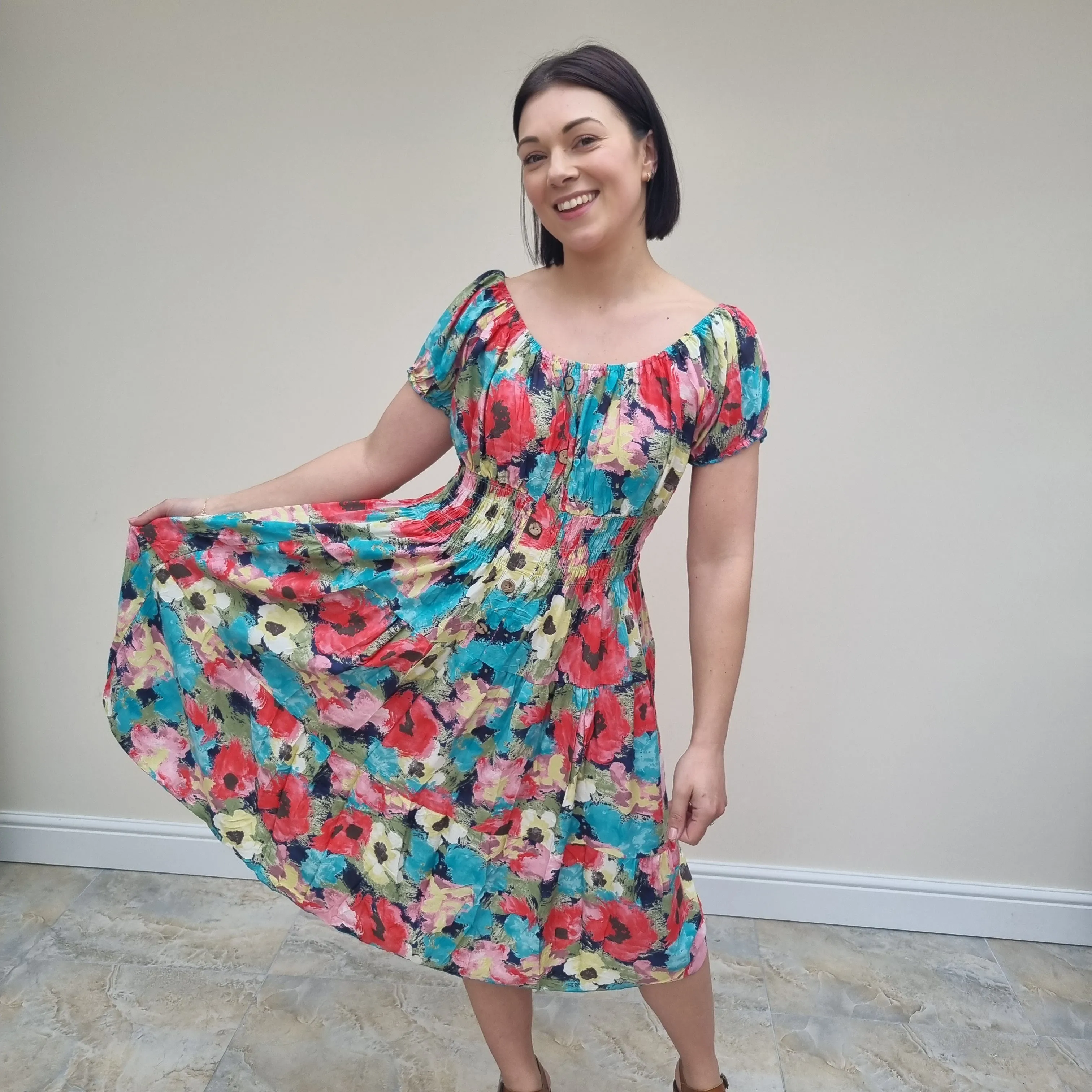 Floral print gypsy dress