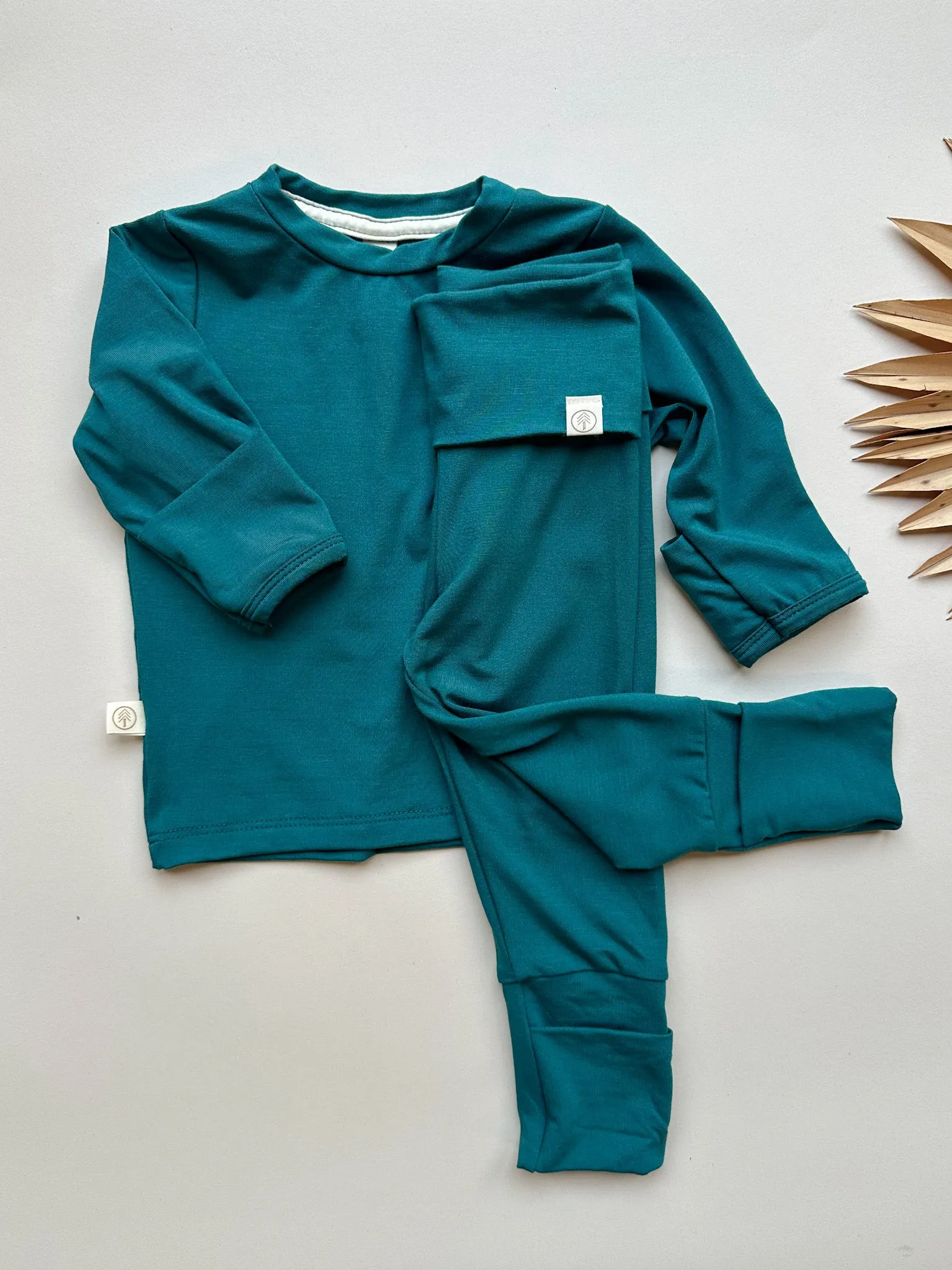Fold-Over Footie Leggings | Baby & Toddler | Luxury Bamboo | Peacock