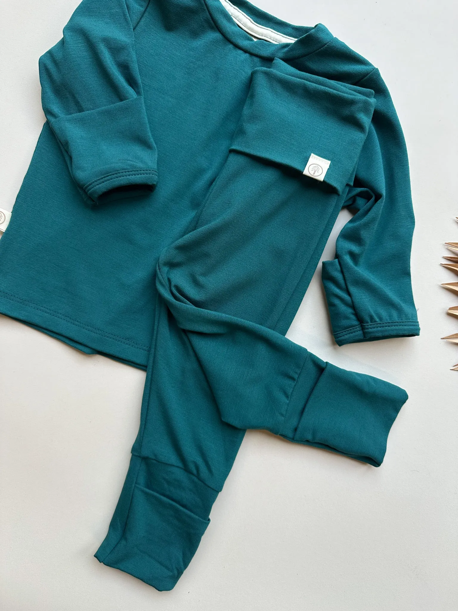 Fold-Over Footie Leggings | Baby & Toddler | Luxury Bamboo | Peacock