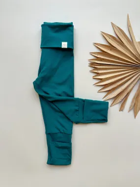 Fold-Over Footie Leggings | Baby & Toddler | Luxury Bamboo | Peacock