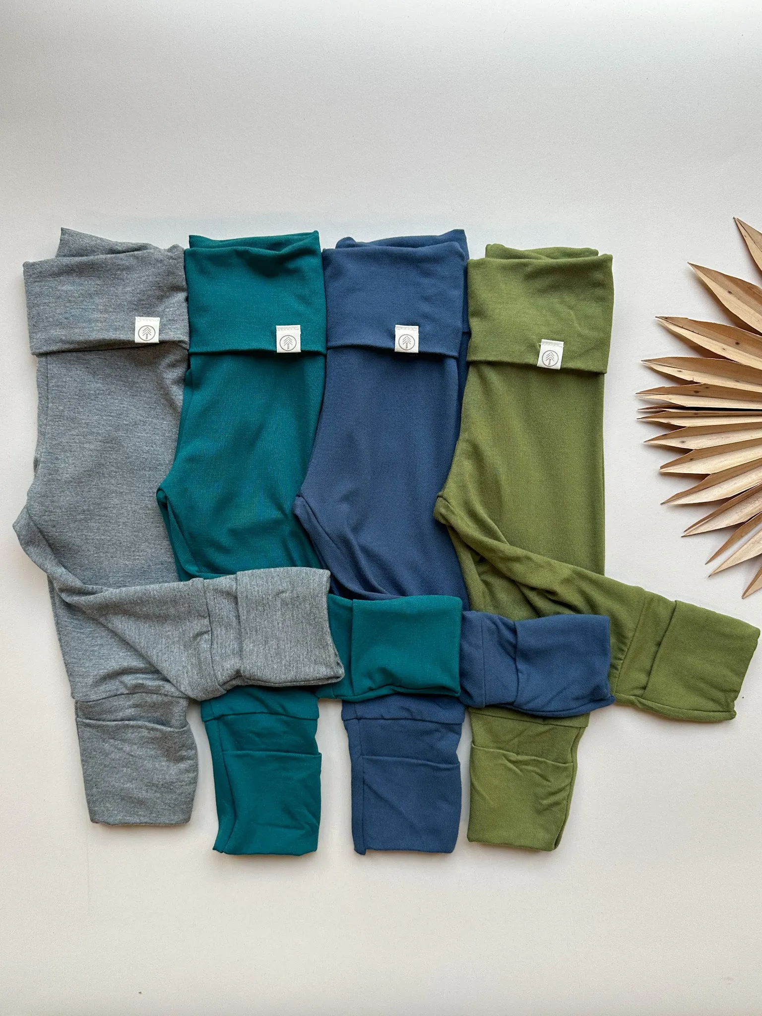 Fold-Over Footie Leggings | Baby & Toddler | Luxury Bamboo | Peacock