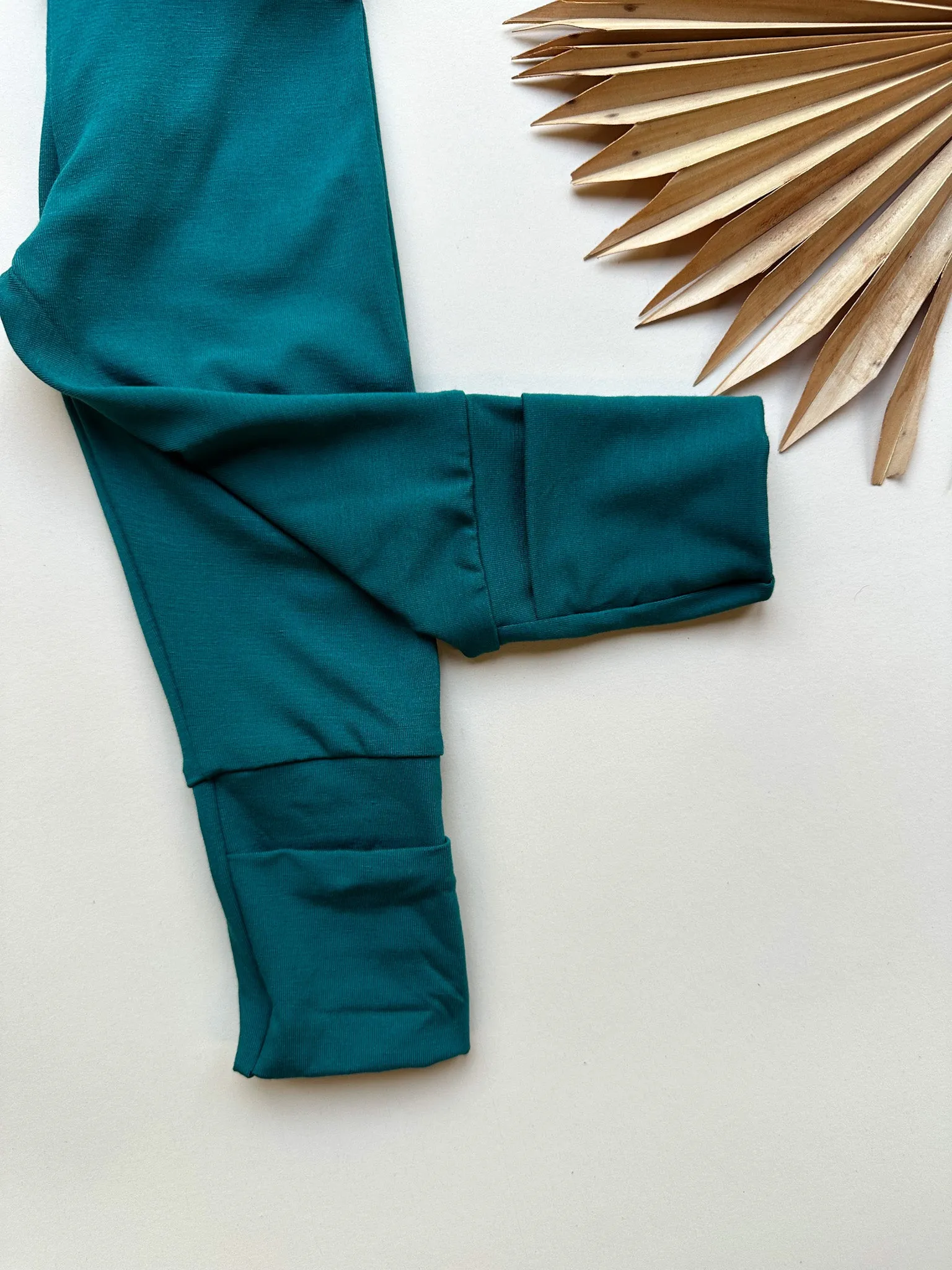 Fold-Over Footie Leggings | Baby & Toddler | Luxury Bamboo | Peacock