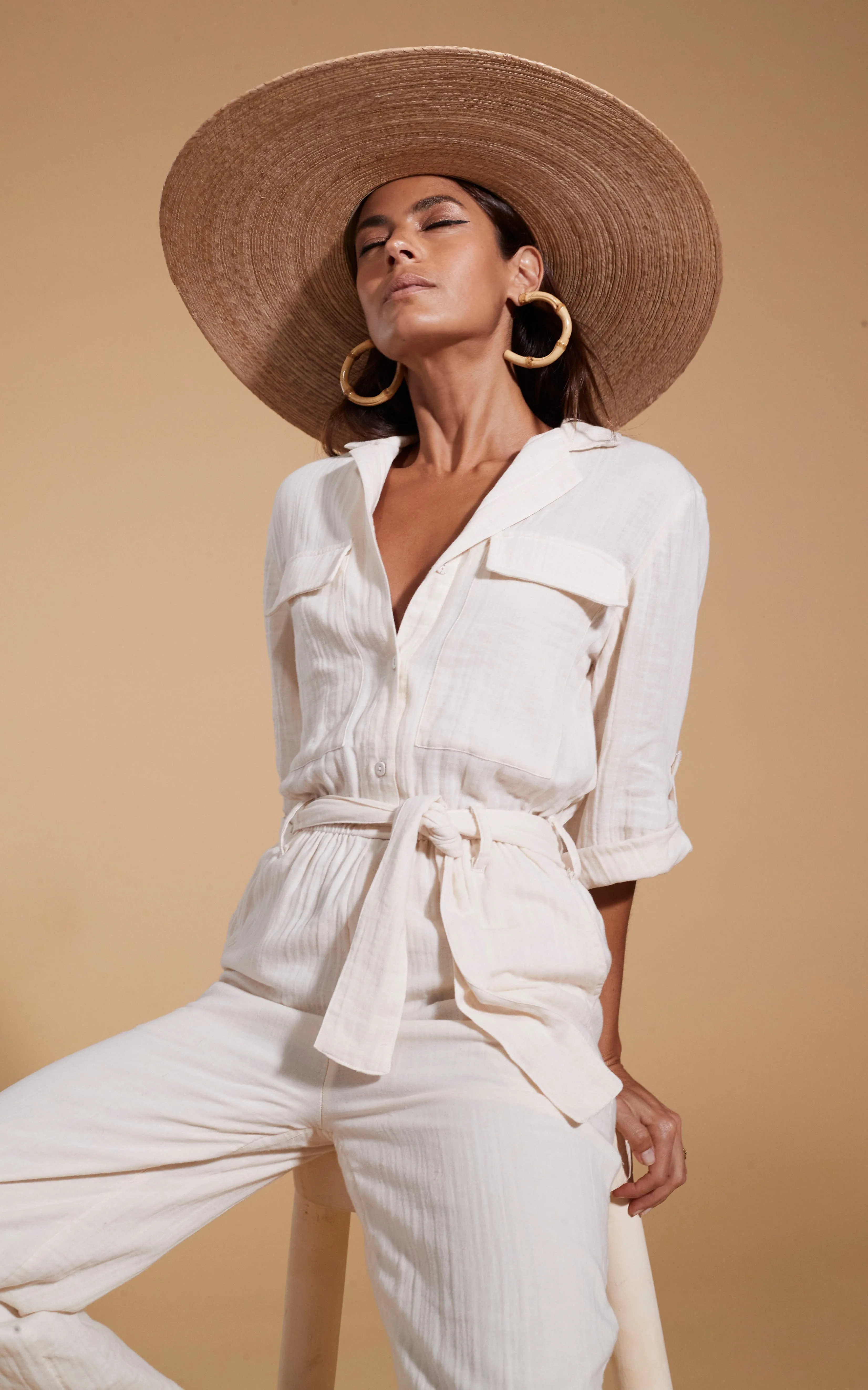 HALO Amalfi Utility Slouch Jumpsuit in Cream