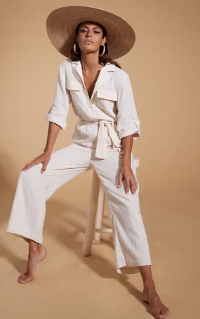 HALO Amalfi Utility Slouch Jumpsuit in Cream