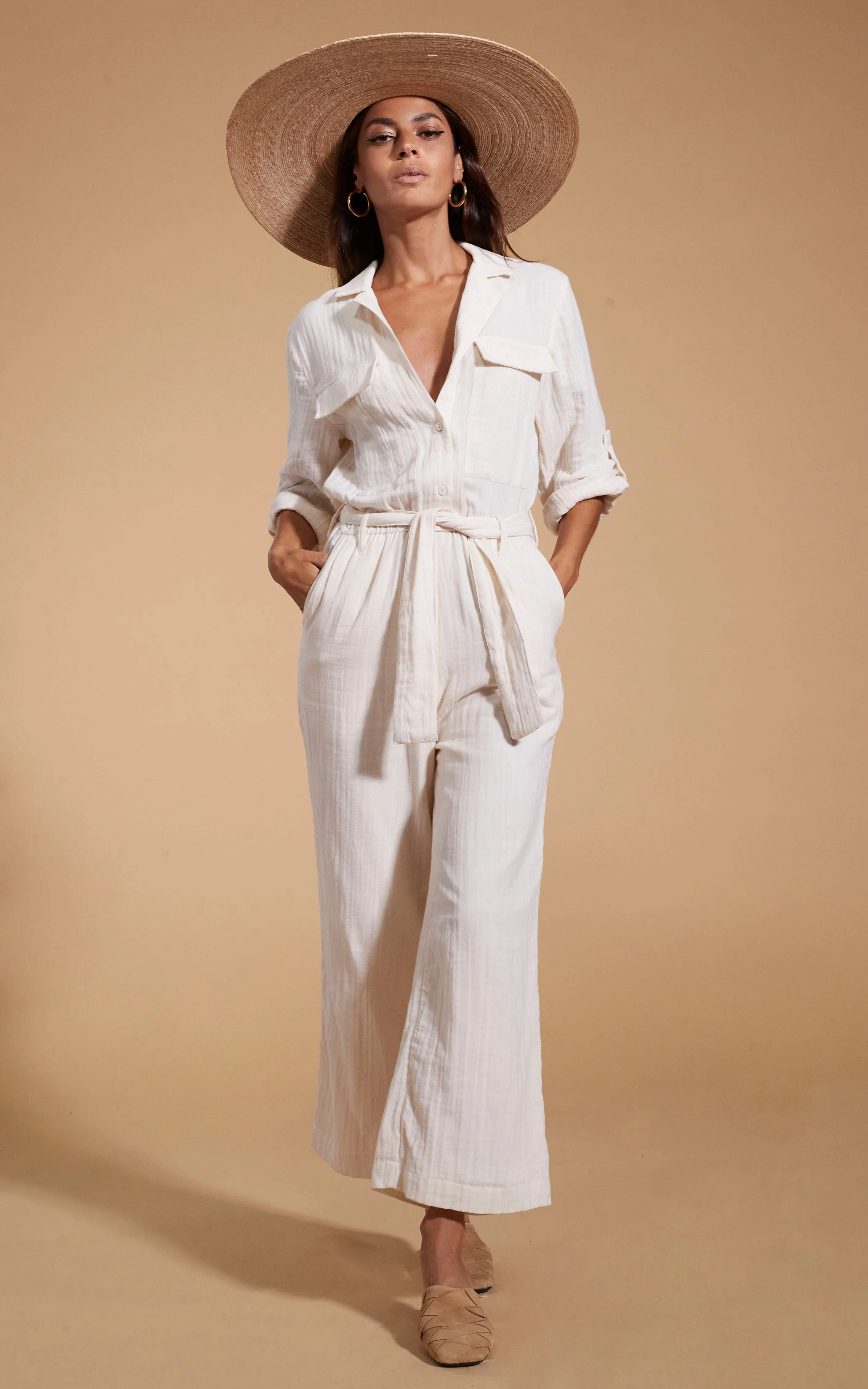 HALO Amalfi Utility Slouch Jumpsuit in Cream