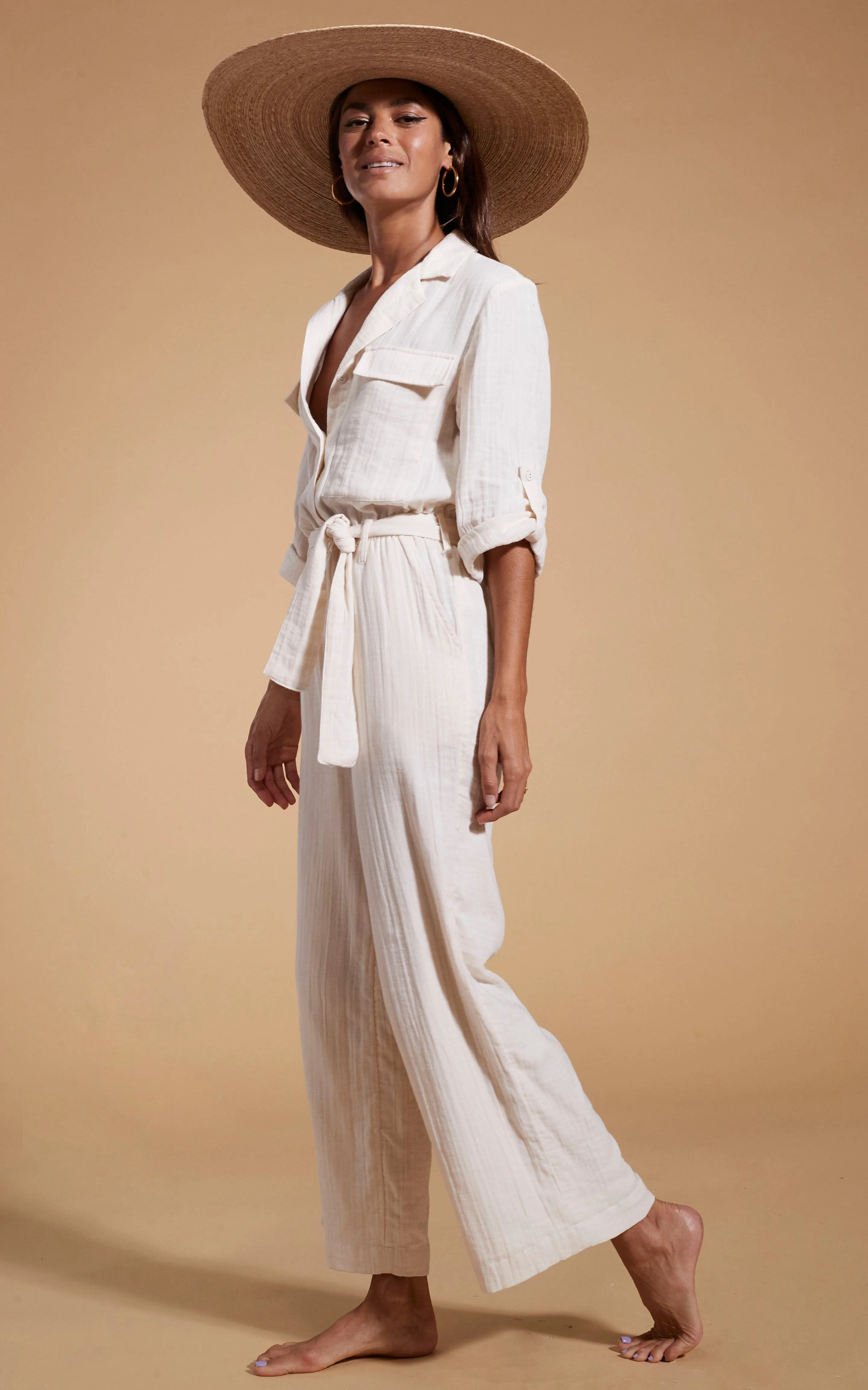 HALO Amalfi Utility Slouch Jumpsuit in Cream
