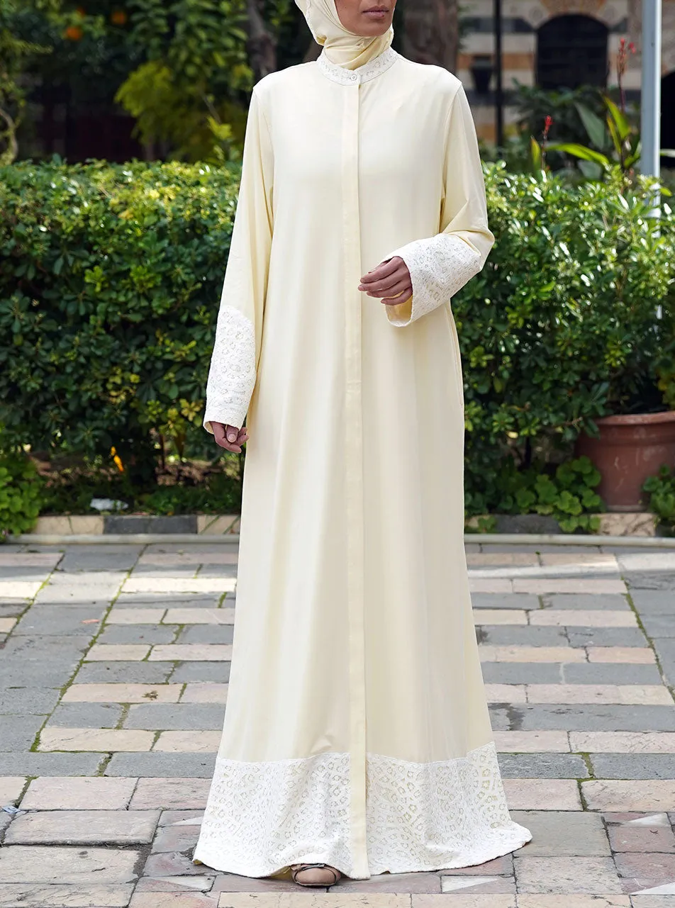 Lace Trim Abaya and Prayer Set